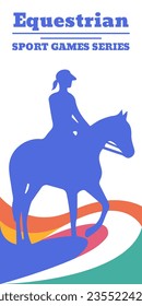 Girl on horse silhouette vector illustration. Equestrian poster
