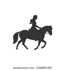 A girl on horseback Icon on White Background - Simple Vector Illustration