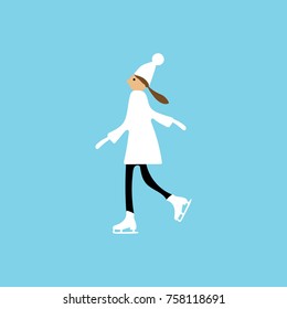 Girl on ice skates. Vector illustration