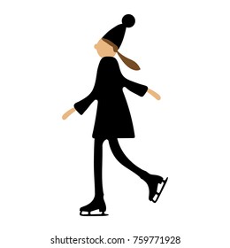Girl on ice skates. Vector illustration