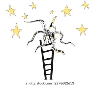 Girl ladder catching stars