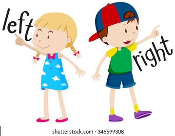 Girl on the left and boy on the right illustration