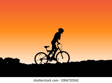 Girl on a mountain bike