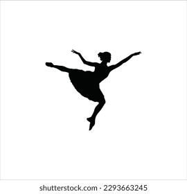 A girl on physical exercise silhouette vector art.
