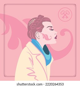 Girl on a pink background Grand Budapest Hotel