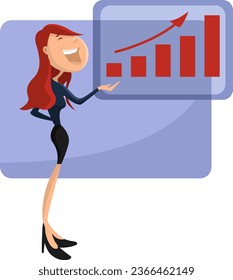 Niña en una presentación, ilustración, vector en un fondo blanco.