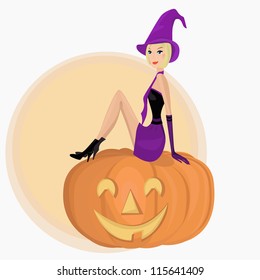 Girl on a pumpkin