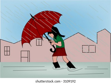 girl on the rain