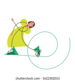 Girl on roller, skates vector illustration