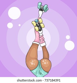 the girl on the rollers upside down