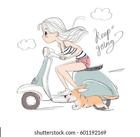 Girl on the scooter.