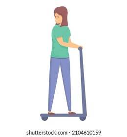 Girl on scooter icon cartoon vector. Cute character. Little child