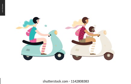 Scooter Lady Stock s & Vectors