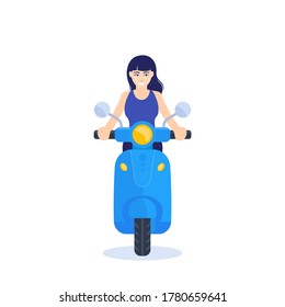 Niña en scooter, ilustración vectorial