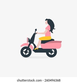 girl on a scooter, vector illustration,EPS10