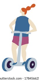 Girl On Segway Flat Vector Flat Vector