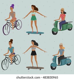 girl on a skateboard scooter bike