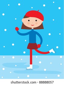 Girl on a skating rink. vector, no gradient