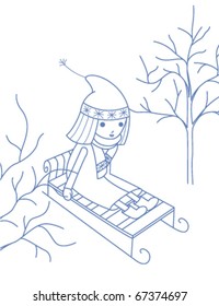 A girl on a sled