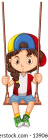 A girl on swing chair illustration
