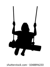Girl On Swing Silhouette Vector Stock Vector (Royalty Free) 1048896245