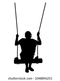 Girl On Swing Silhouette Vector Stock Vector (Royalty Free) 1048896230