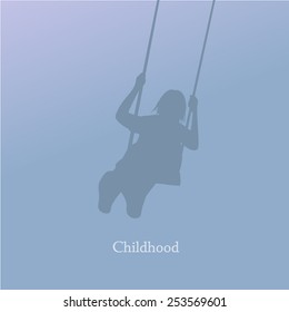 Girl on a swing. Vector