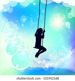 girl on a swing. Vector