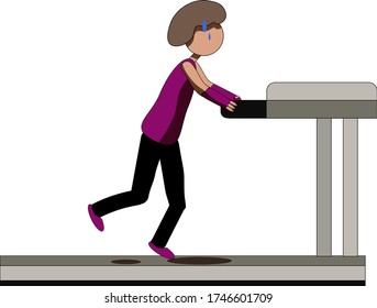 
Girl on the treadmill. run.