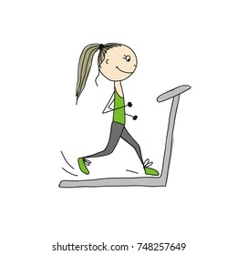 Girl on treadmill, sketch for your design