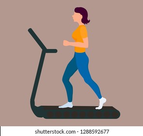 girl on the treadmill vector illustration