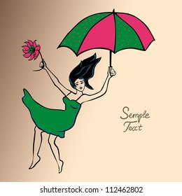 Girl on umbrella