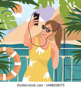girl on vacation summer vector