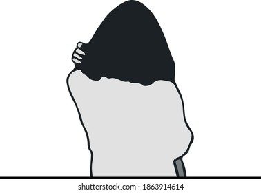 girl on a white background. Sketch of woman. Vector illustration
