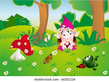 The girl on a wood glade