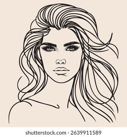 girl one line. vector drawing.
