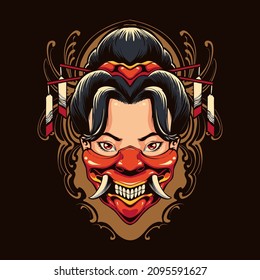 the girl oni japanese mask