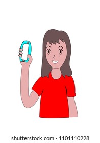  girl online present via smartphone.
