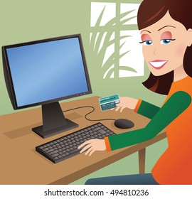 Girl online shopping.