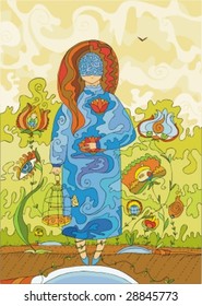 The girl with an open cage in hands