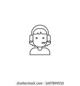 Girl operator communication sign. Vector illustrator