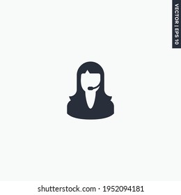 Girl Operator, hochwertige flache Ikone. Vektorlogo-Konzept für Web-Grafiken, EPS10