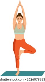 girl in orange leggings doing yoga without background