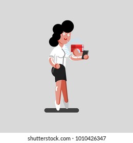 Girl order a package via phone