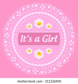 It's a girl ornament on pink background