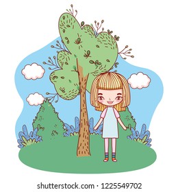 girl outdoors cartoon