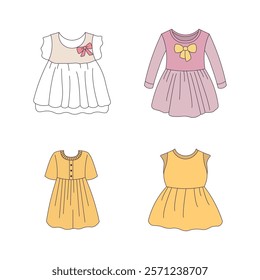 Girl Outfit Collection of Cute Colorful Skirt Suit Dress Fashion Clothing Clothes