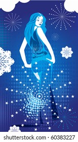  girl over winter background