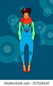 Girl in overalls