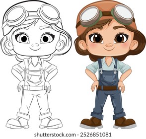 Girl in overalls with goggles and boots